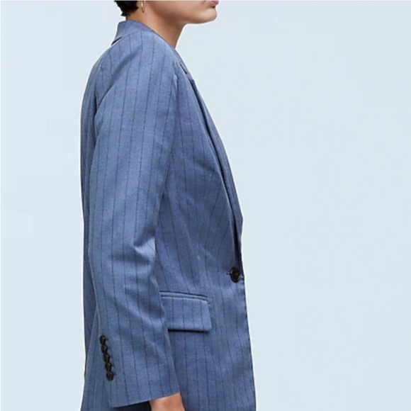 MADEWELL YARN DYED PINSTRIPE BLUE BLAZER - Picture 4 of 12